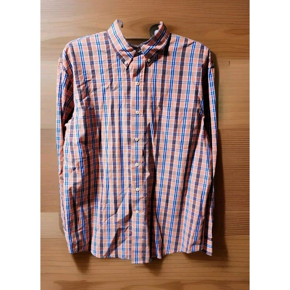 Men's Izod Dress Shirt Size Large In Color Orangeade With Front Pocket